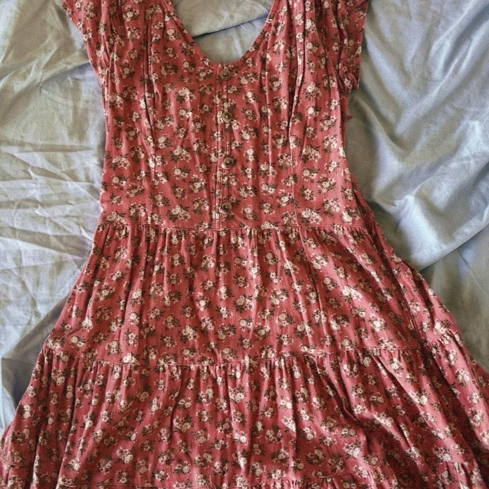 Pink Floral Button-Down Dress